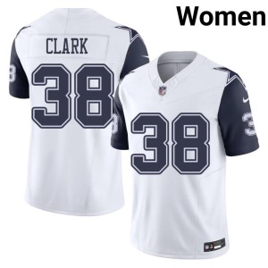 Cowboys Nation #38 Color Rush Womens Alijah Clark White NFL Jersey 456750-847