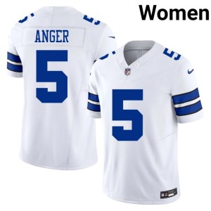 Cowboys Nation Women White Embroidery Bryan Anger #5 Jersey 456625-125