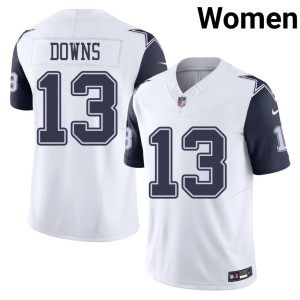 Big D Stitched Caleb Downs Color Rush #13 White Women's Jersey 532461-470