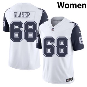 America's Team Replica #68 White Color Rush Women Chris Glaser Jerseys 591125-792