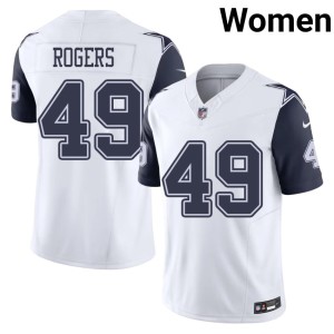 Big D DJ Rogers Stitched Women's White Color Rush #49 Jerseys 350362-894