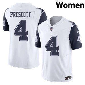 Cowboys #4 Color Rush Football Dak Prescott White Women's Jersey 583120-727