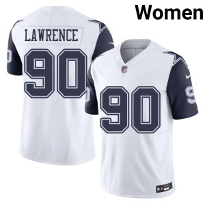Dallas Cowboys Color Rush Embroidery Womens #90 DeMarcus Lawrence White Jersey 436754-571
