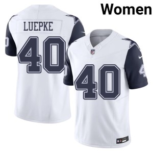 Dallas Cowboys White Hunter Luepke #40 Color Rush Game Womens Jerseys 739014-867