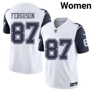 Lone Star Cowboys Jake Ferguson #87 Color Rush Womens Replica White Jersey 405476-601
