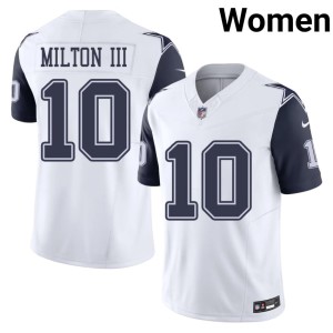 DAL #10 Joe Milton III Women's White Color Rush NFL Jerseys 841635-186