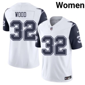Dallas Cowboys Womens Color Rush NIL White Julius Wood #32 Jersey 219527-658