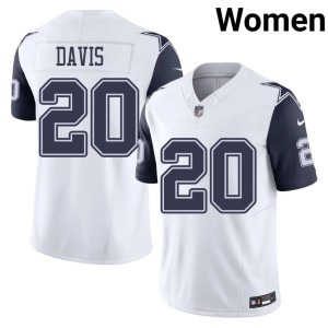 Cowboys Nation #20 Color Rush Malik Davis Womens Football White Jersey 367626-786