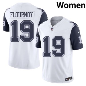 Cowboys Nation #19 Player Women's White Ryan Flournoy Color Rush Jersey 163545-349