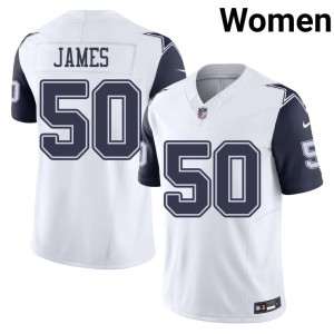 Big D #50 Womens Shemar James White Color Rush NIL Jerseys 891722-323