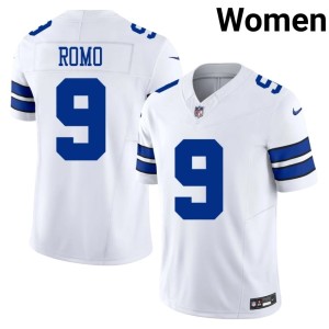 Big D #9 NFL Tony Romo Women White Jersey 689079-972