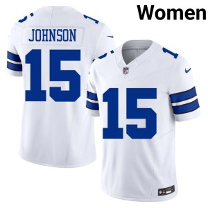 DAL Cowboys #15 Tyler Johnson Womens White Stitched Jersey 772083-658