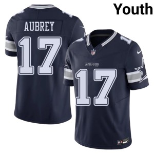 Lone Star Cowboys #17 Brandon Aubrey Embroidery Navy Youth Jerseys 259810-124