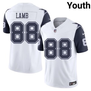 Lone Star Cowboys Embroidery CeeDee Lamb #88 Youth Color Rush White Jerseys 687219-687