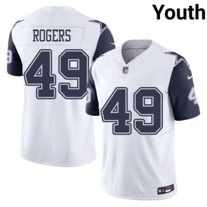 Cowboys NIL Youth DJ Rogers #49 White Color Rush Jerseys 651970-276