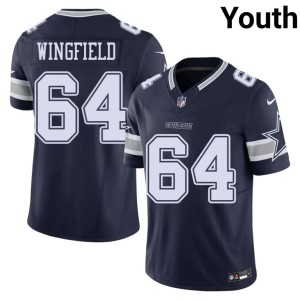 DAL Cowboys #64 Stitched DJ Wingfield Navy Youth Jerseys 972539-217