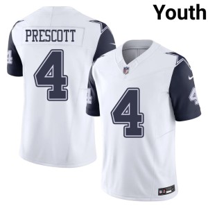 Cowboys NFL Color Rush Dak Prescott #4 White Youth Jersey 368839-822