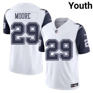 The 'Boys #29 Embroidery White Color Rush Youth Devin Moore Jersey 132400-681