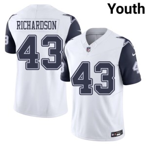 Big D Football #43 White Color Rush Dominic Richardson Youth Jersey 862739-378