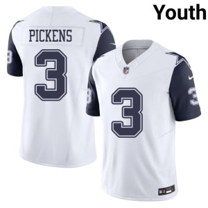 Cowboys Nation White George Pickens Official #3 Color Rush Youth Jerseys 133407-993
