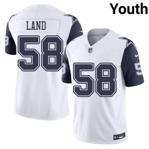 Dallas Youth #58 Game Isaiah Land White Color Rush Jerseys 421111-561