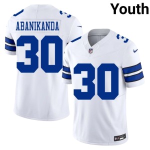 DAL Cowboys Youth Embroidery White #30 Israel Abanikanda Jerseys 263382-535