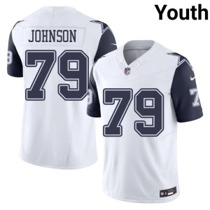 Dallas Cowboys #79 Youth Marcellus Johnson Color Rush Embroidery White Jerseys 996321-890