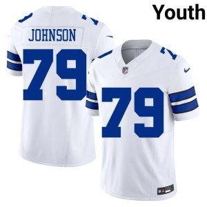 DC White Football Youth #79 Marcellus Johnson Jersey 353526-704