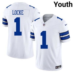 Big D P.J. Locke White #1 Youth Stitched Jerseys 692631-582
