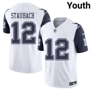 DAL Cowboys Color Rush White Game #12 Youth Roger Staubach Jersey 247165-536