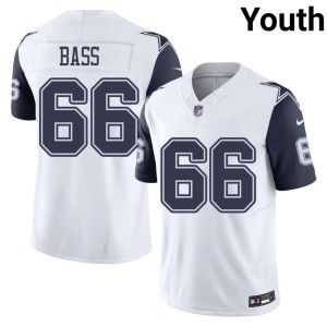 Dem Boys Color Rush #66 Youth Stitched T.J. Bass White Jerseys 447078-170