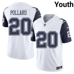 DAL Youth Football White Color Rush Tony Pollard #20 Jersey 499900-137