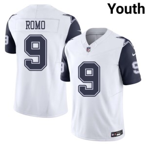 Dallas Cowboys #9 Tony Romo Color Rush Official Youth White Jerseys 158051-794