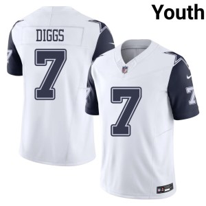 Lone Star Cowboys Trevon Diggs Embroidery White Youth #7 Color Rush Jerseys 210054-453