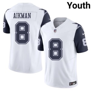 Cowboys Nation Troy Aikman #8 Color Rush Football Youth White Jersey 293830-436